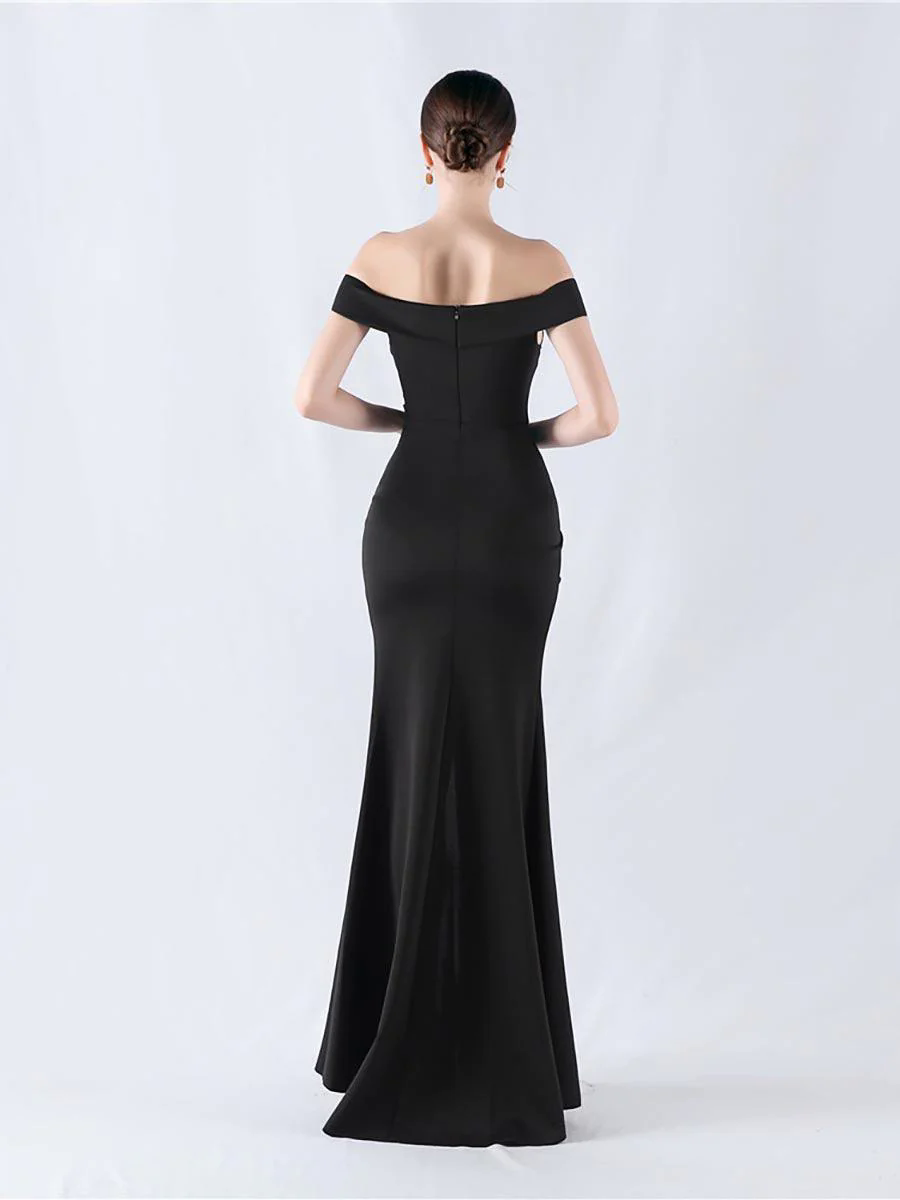Off Shoulder Ruched Split Prom Dress MYN1003 Off Shoulder Ruched Split Prom Dress MYN1003