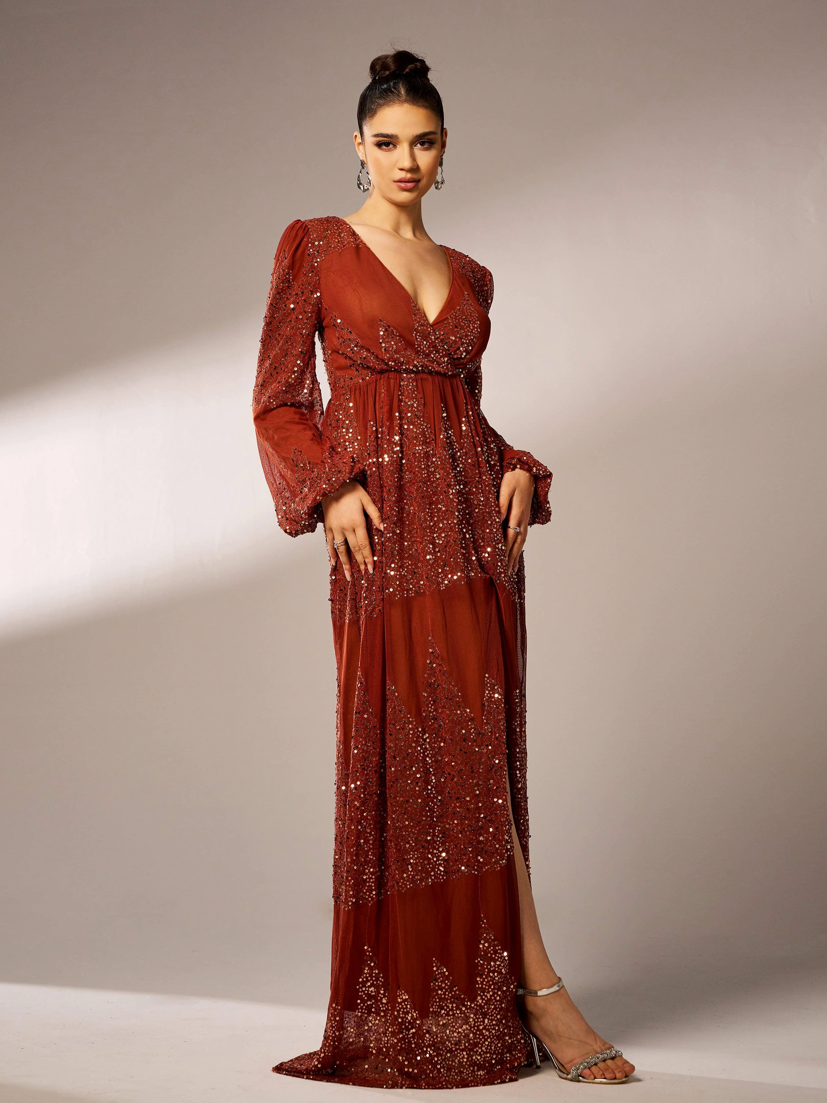 Sexy V-neck Slit Sequin Prom Dress GM00627 Sexy V-neck Slit Sequin Prom Dress GM00627
