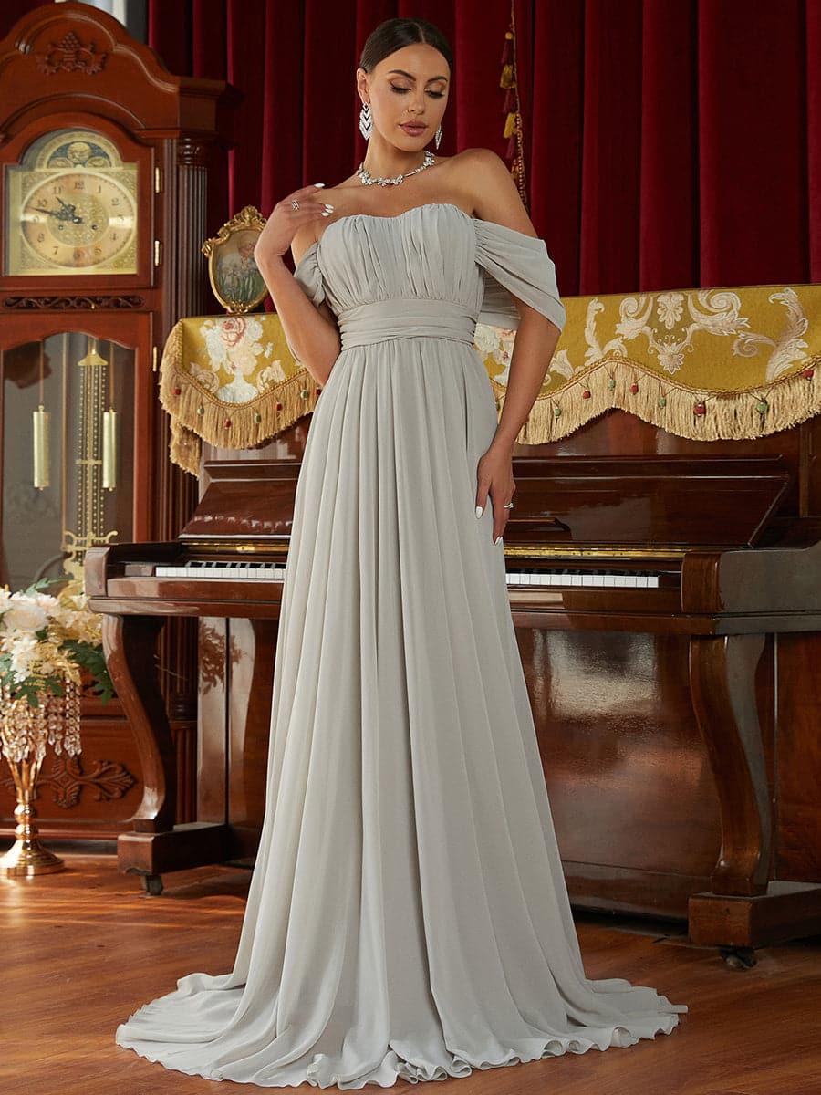 Off Shoulder Ruched Evening Dress RJ10007 Off Shoulder Ruched Evening Dress RJ10007