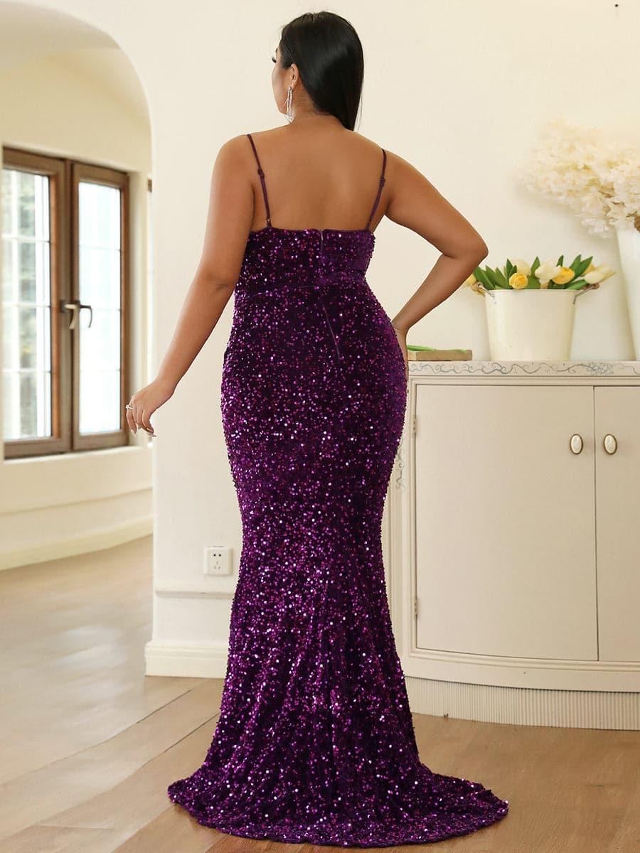 Plus Spaghetti Sequin Evening Dress PXJ1646 Plus Spaghetti Sequin Evening Dress PXJ1646