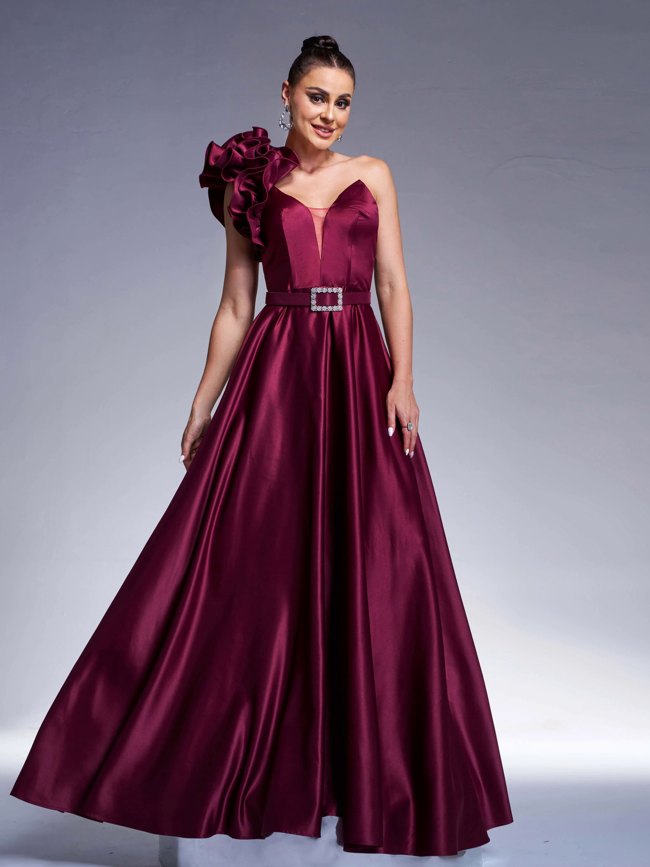 Floral One Shoulder A-line Prom Dress RJ12022 Floral One Shoulder A-line Prom Dress RJ12022