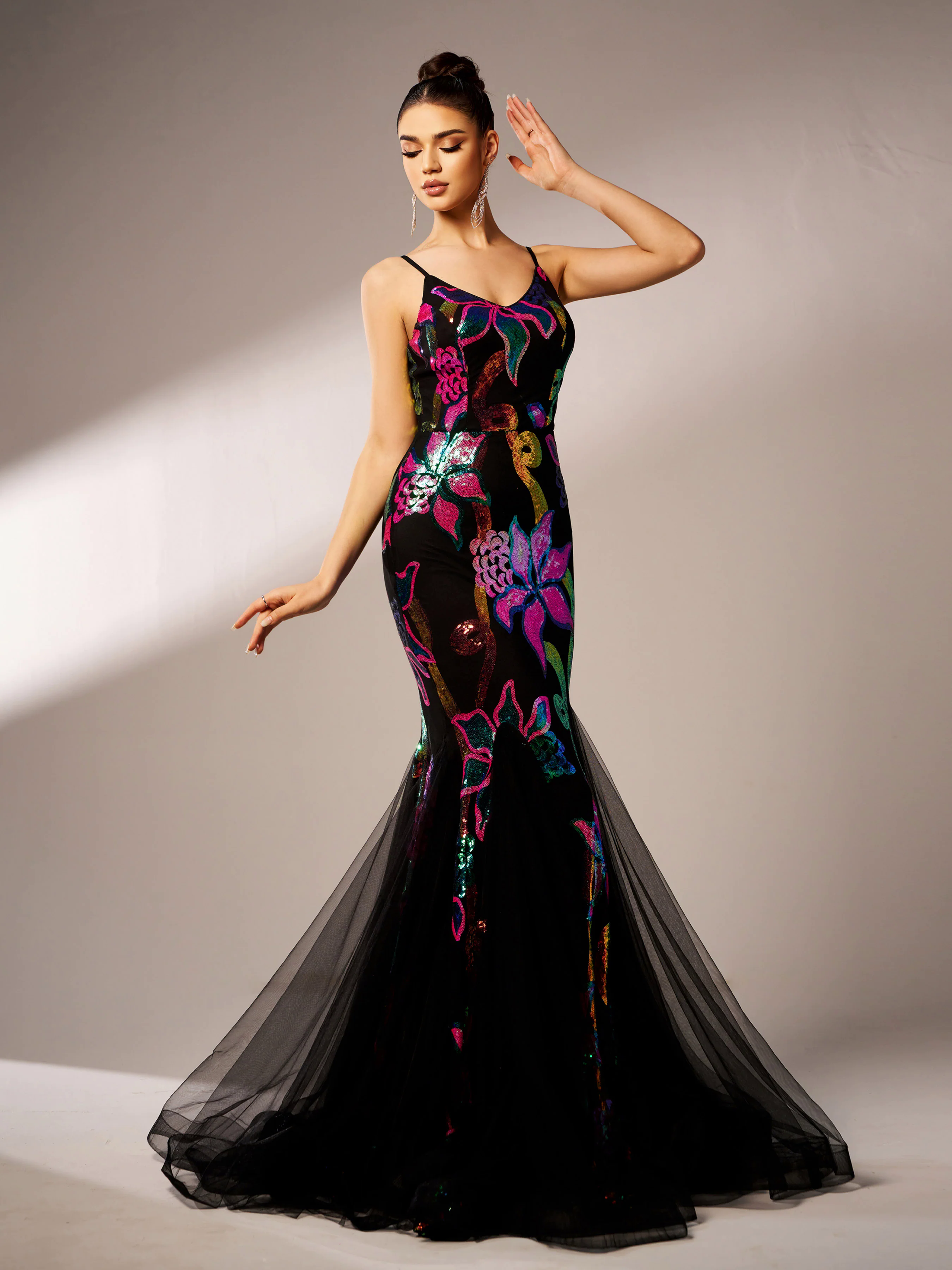 Sexy Spaghetti Strap Multicolor Mesh A-line Formal Dress RM21609 Sexy Spaghetti Strap Multicolor Mesh A-line Formal Dress RM21609