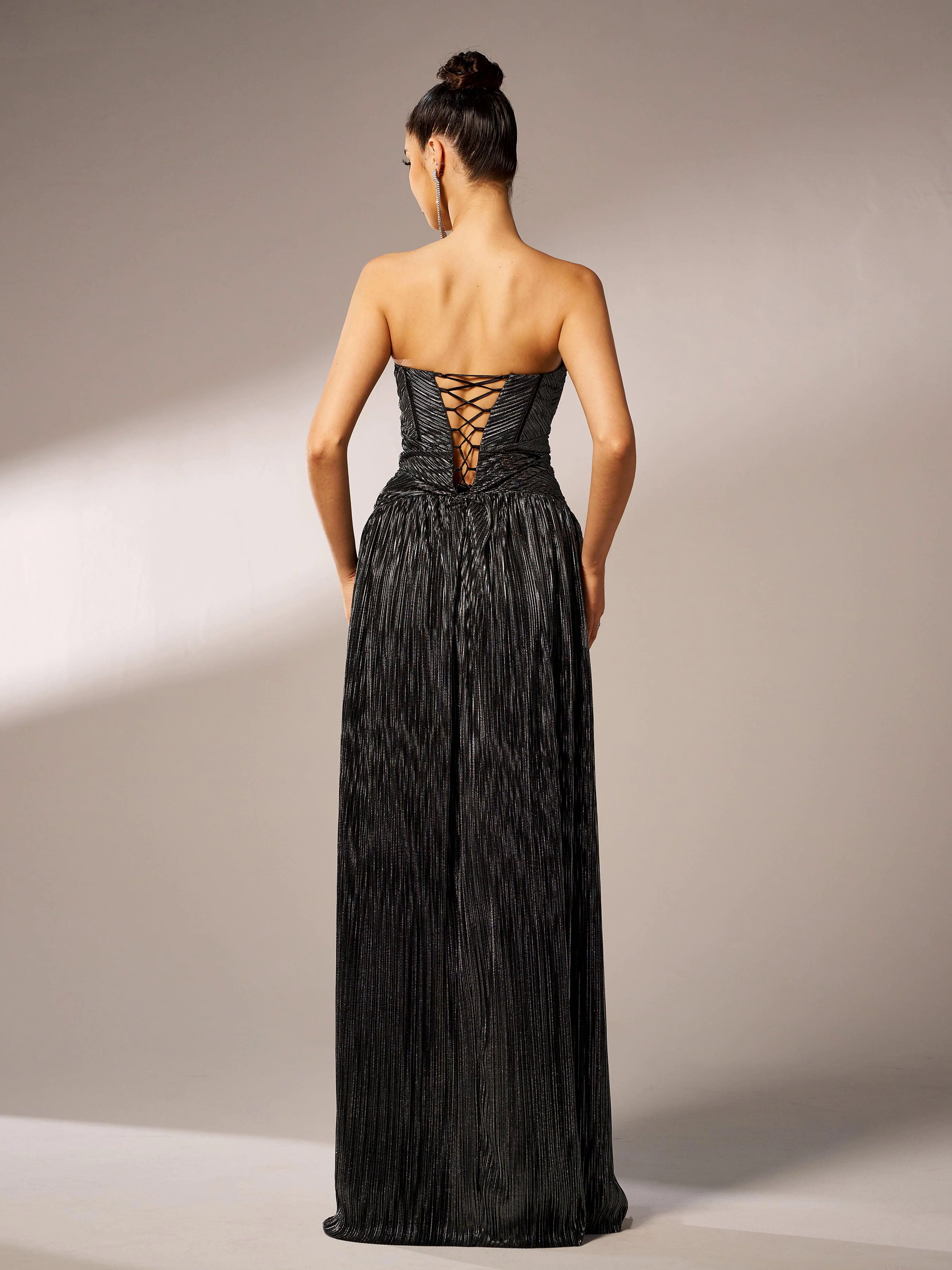 Corset Strapless Split Plain Maxi Dress DH80174 Corset Strapless Split Plain Maxi Dress DH80174
