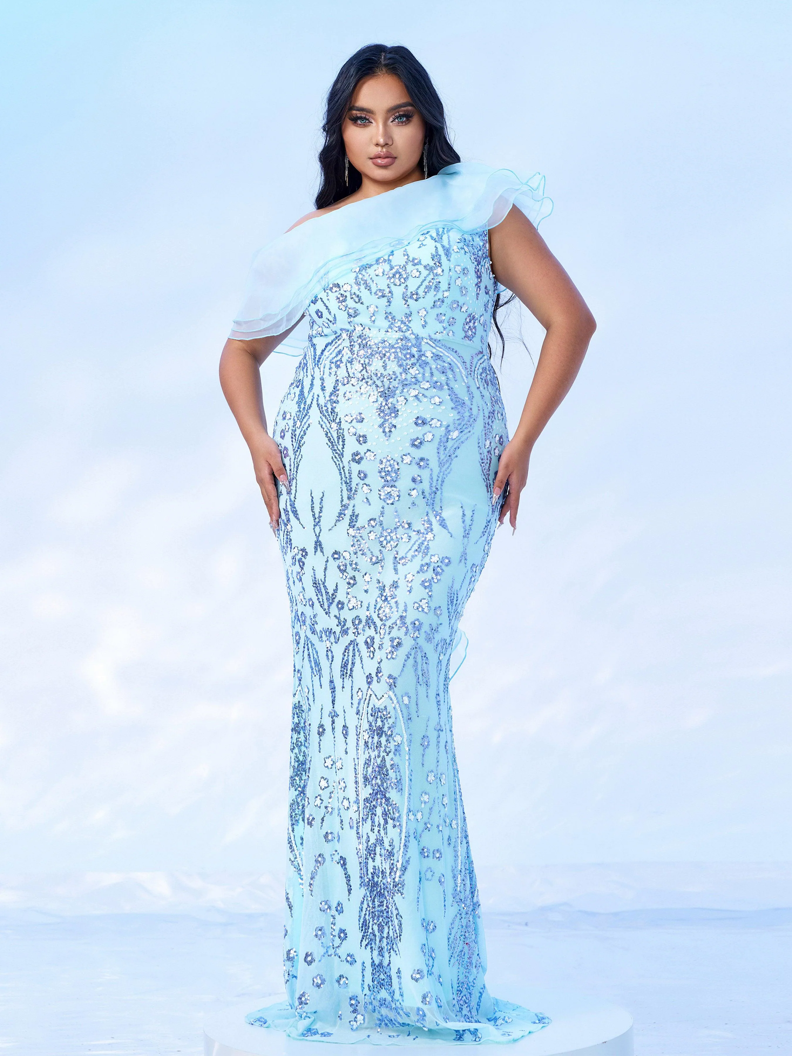 Plus Off Shoulder Ruffled Seuqin Mermaid Prom Dress PRX70231 Plus Off Shoulder Ruffled Seuqin Mermaid Prom Dress PRX70231