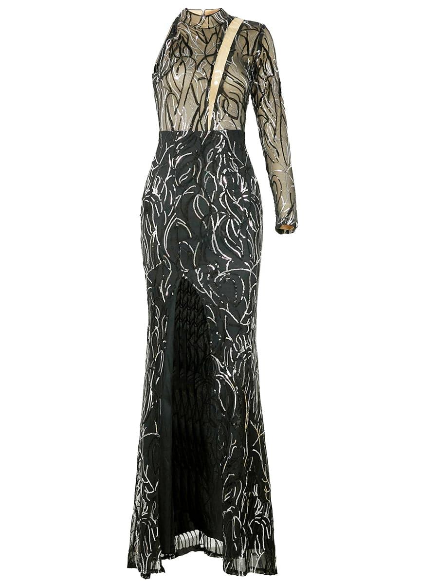 Mock Neck Cut Out Sequin Cocktail Dress XJ273 Mock Neck Cut Out Sequin Cocktail Dress XJ273