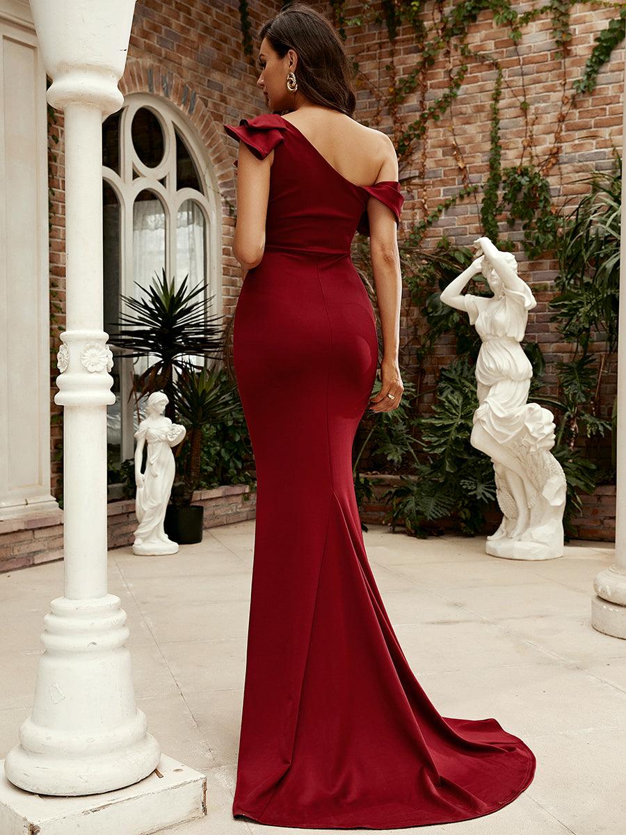 Ruffle Neck Floor Length Red Mermaid Prom Dress M02124 Ruffle Neck Floor Length Red Mermaid Prom Dress M02124