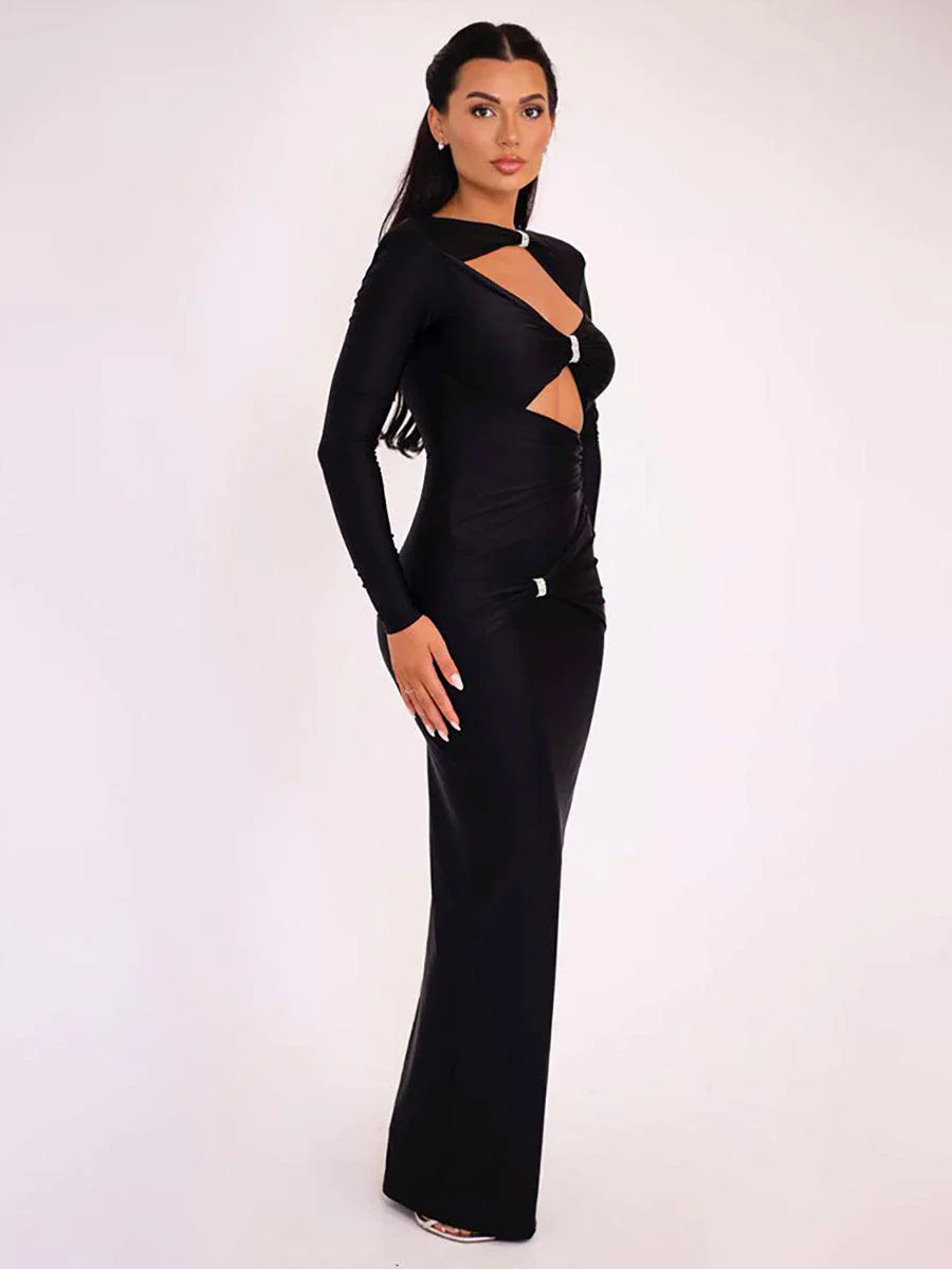 Metal Knot Cutout Long Sleeve Prom Dress MYC2026 Metal Knot Cutout Long Sleeve Prom Dress MYC2026
