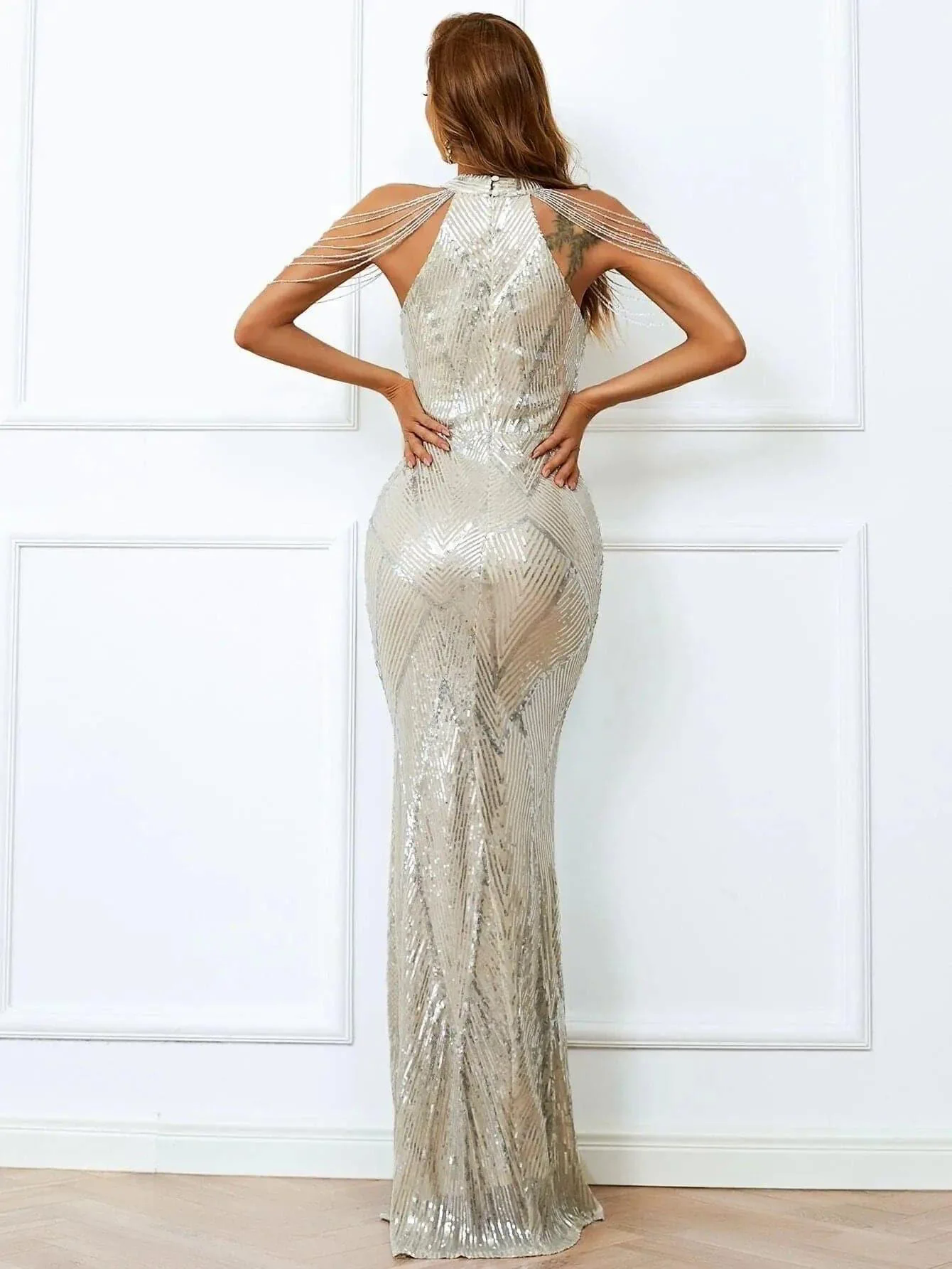 Geometric Sequin Chain Mermaid Prom Dress M01081 Geometric Sequin Chain Mermaid Prom Dress M01081