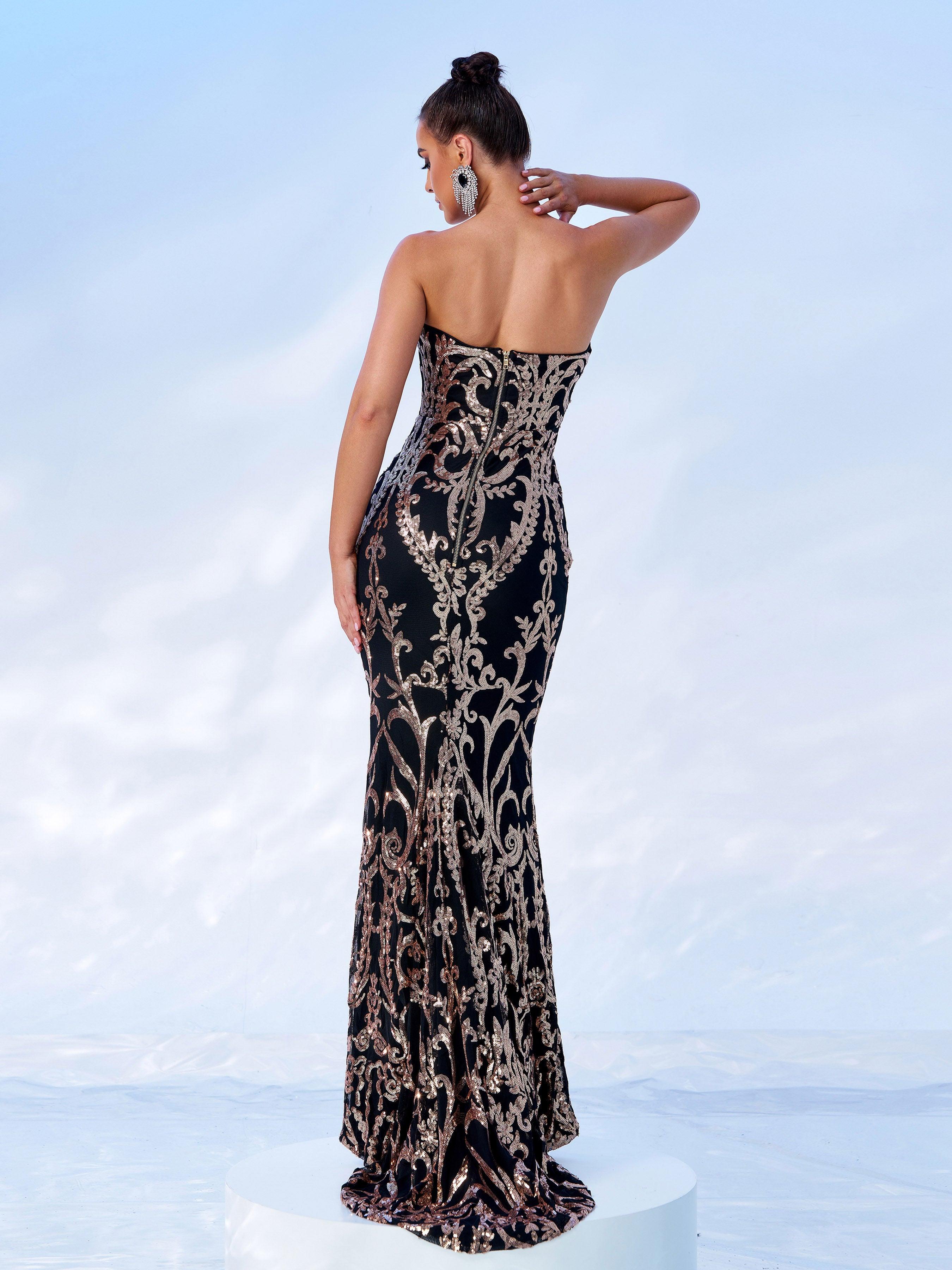 Strapless Maxi Sequin Dress FT8888 Strapless Maxi Sequin Dress FT8888