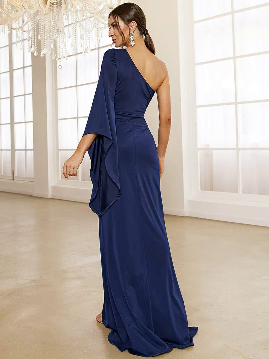 One Shoulder Split Maxi Blue Mermaid Dress XH2245 One Shoulder Split Maxi Blue Mermaid Dress XH2245