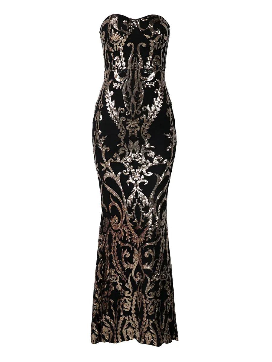 Strapless Maxi Sequin Dress FT8888 Strapless Maxi Sequin Dress FT8888