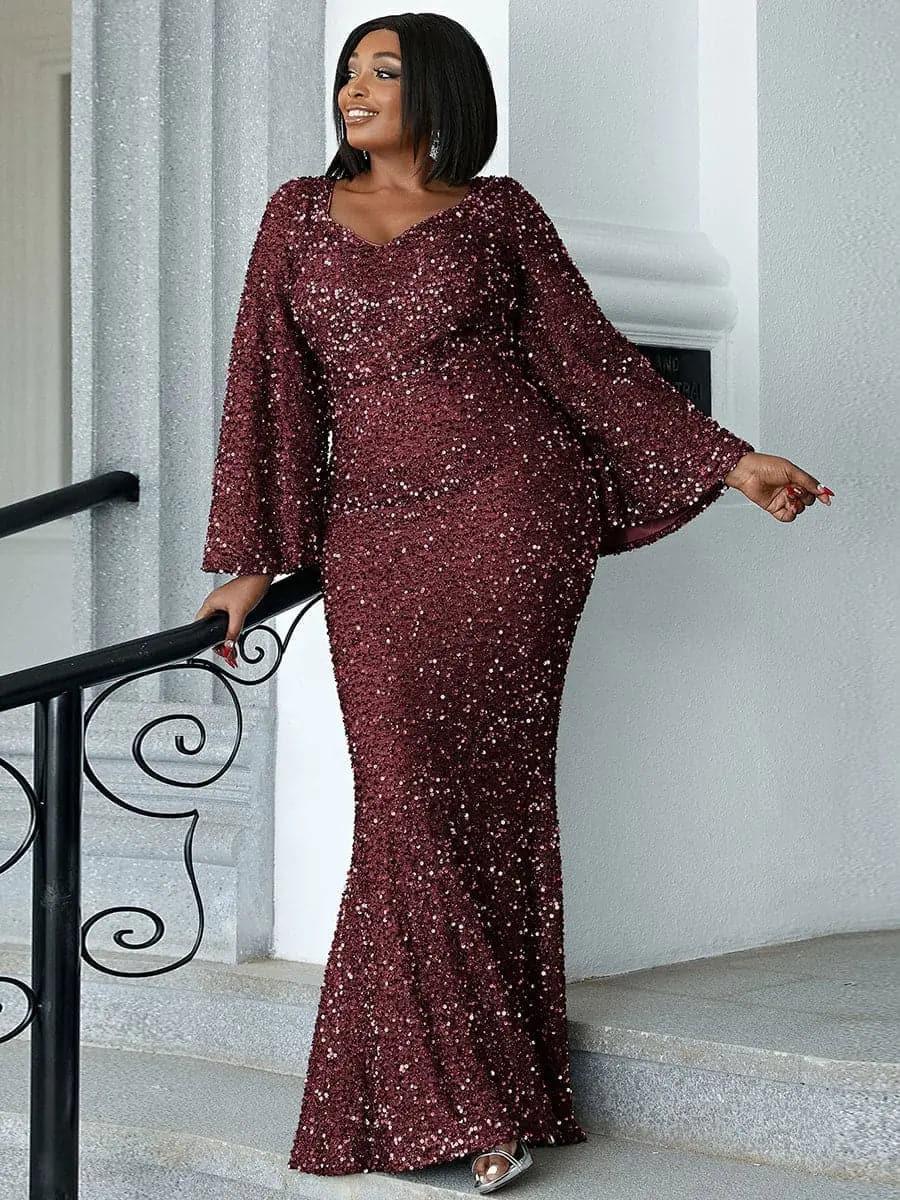 Flared Sleeve Curve Dress PM02010 Flared Sleeve Curve Dress PM02010