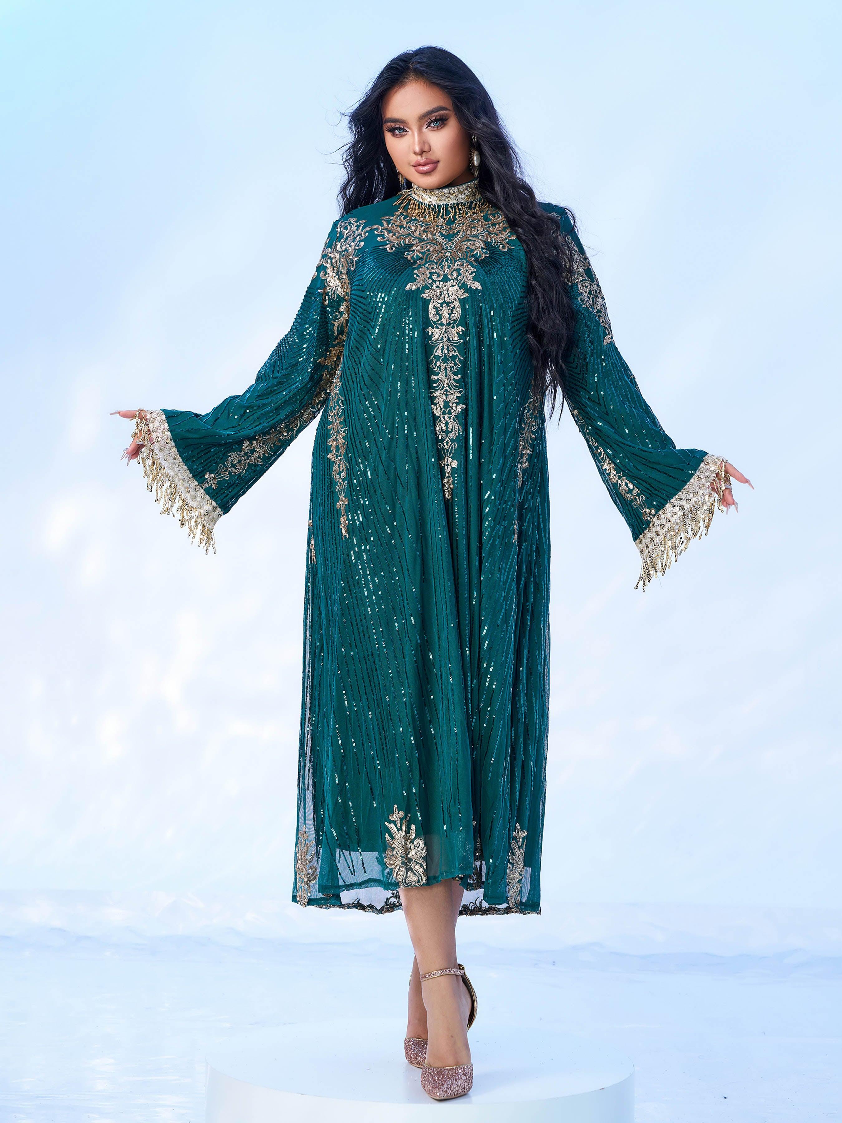 Plus Long Sleeve Sequin Midi Dress PMES00344 Plus Long Sleeve Sequin Midi Dress PMES00344