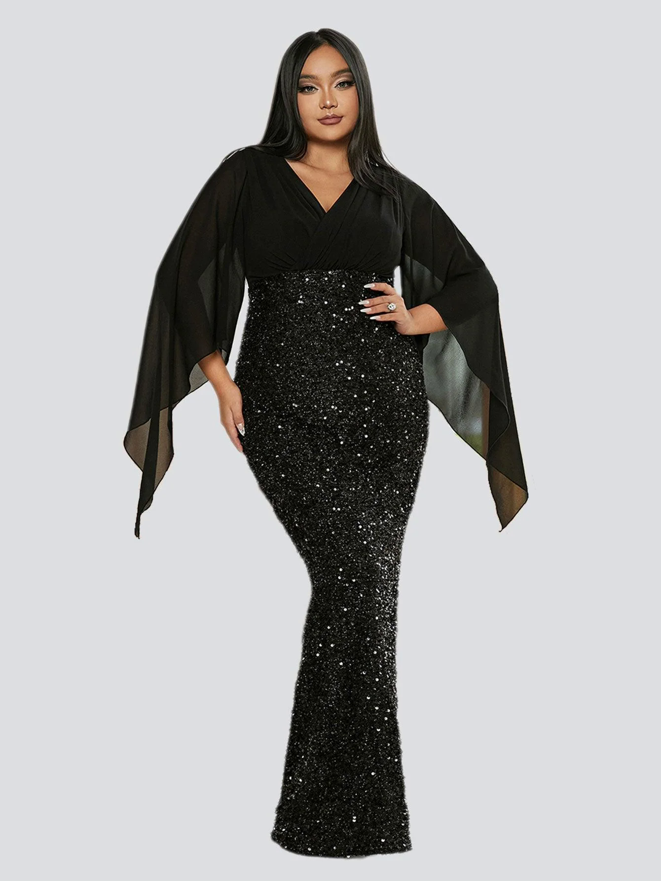 Plus Cross Cover Top Sequin Prom Dress PXH2139 Plus Cross Cover Top Sequin Prom Dress PXH2139