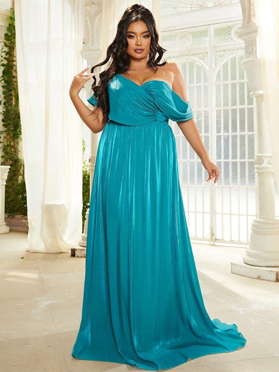 Plus Size One Shoulder A-Line Emerald Blue Bridesmaid Dress PXL079 Plus Size One Shoulder A-Line Emerald Blue Bridesmaid Dress PXL079