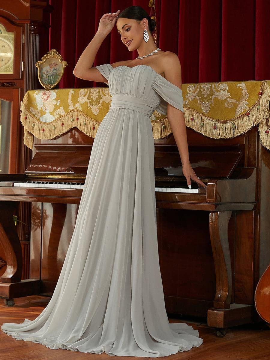 Off Shoulder Ruched Evening Dress RJ10007 Off Shoulder Ruched Evening Dress RJ10007