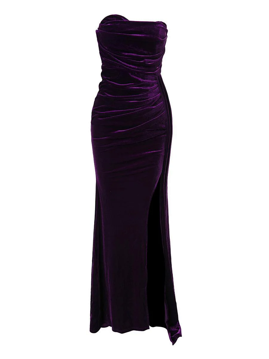 Strapless Velvet Maxi Prom Dress M02119 Strapless Velvet Maxi Prom Dress M02119