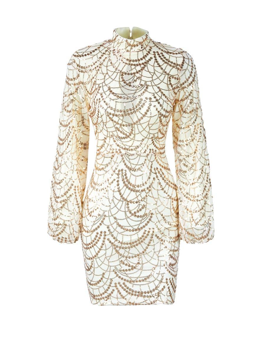 Mock Neck Sequin Bodycon Dress M01067 Mock Neck Sequin Bodycon Dress M01067