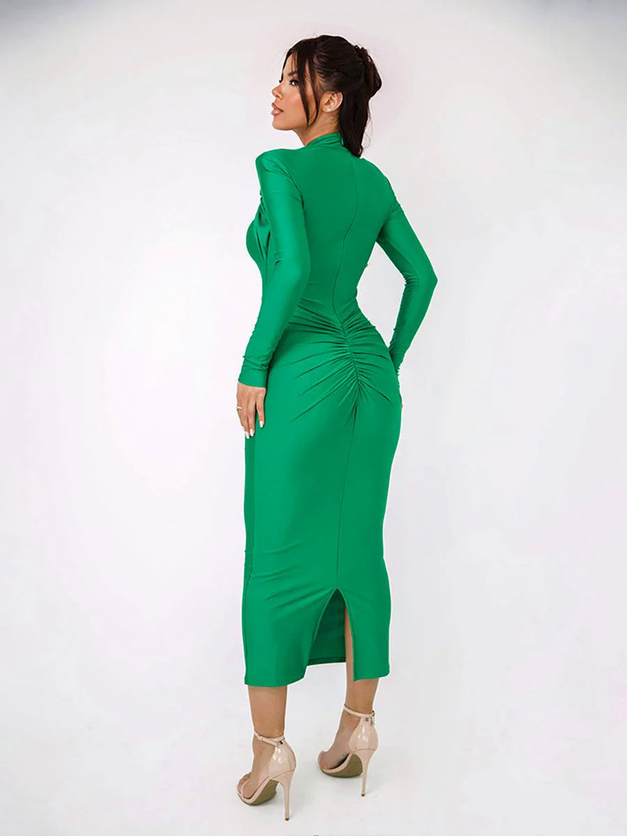 Classic Cutout Ruched Long Sleeve Prom Dress MYC20221 Classic Cutout Ruched Long Sleeve Prom Dress MYC20221