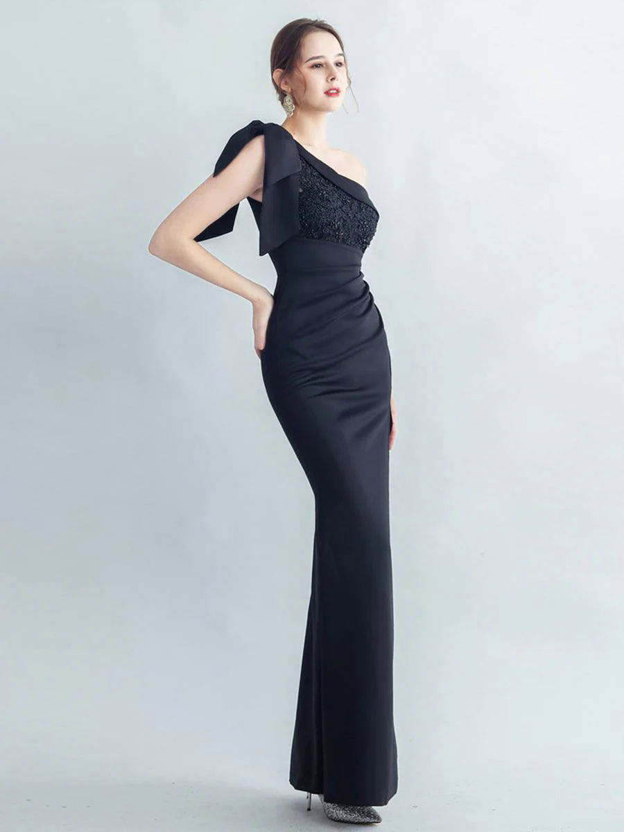 One Shoulder Panel Lace Split Prom Dress MYC2005 One Shoulder Panel Lace Split Prom Dress MYC2005