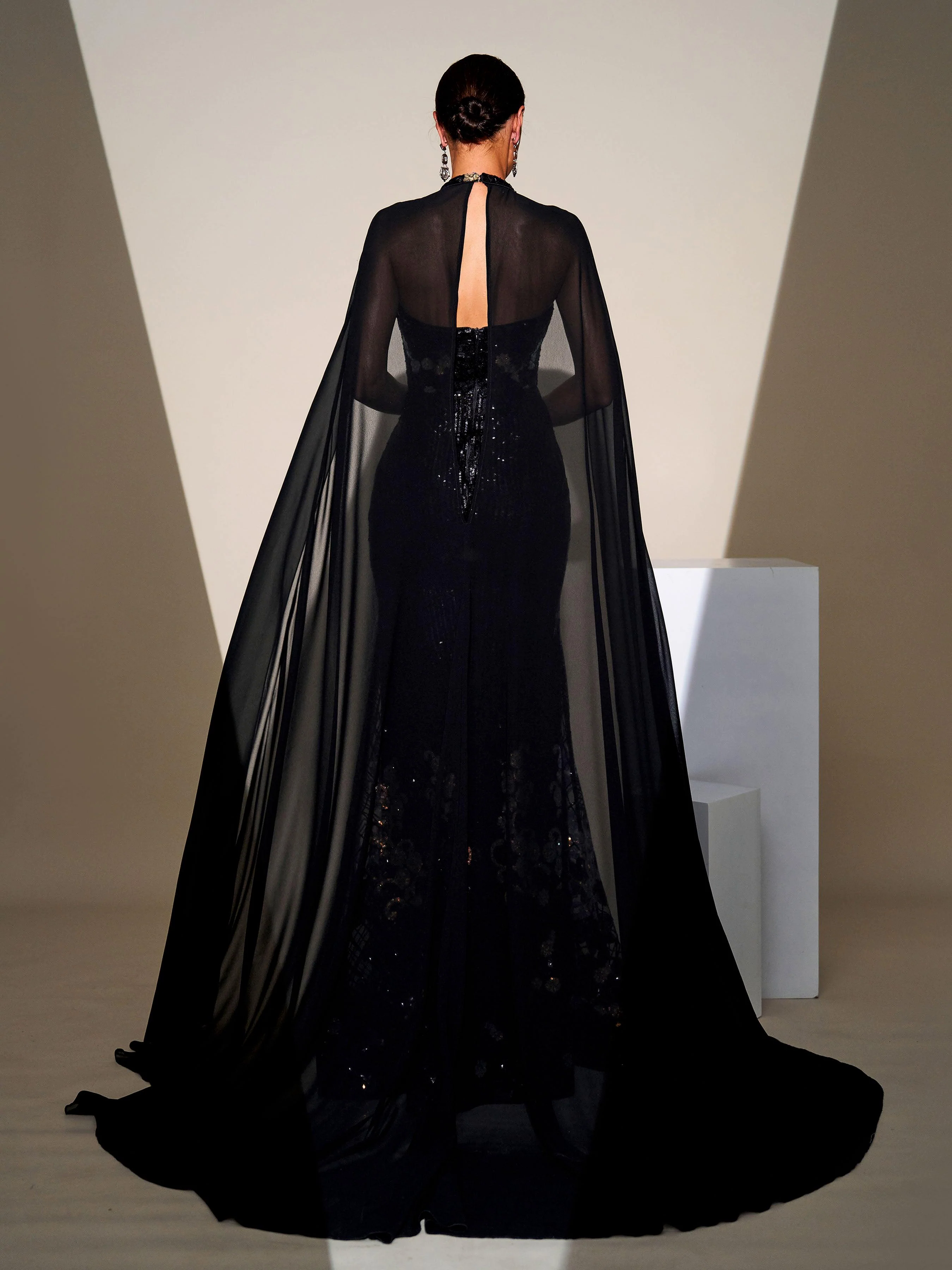 Cape Sleeve Mermaid Sequin Formal Dress DH80100 Cape Sleeve Mermaid Sequin Formal Dress DH80100