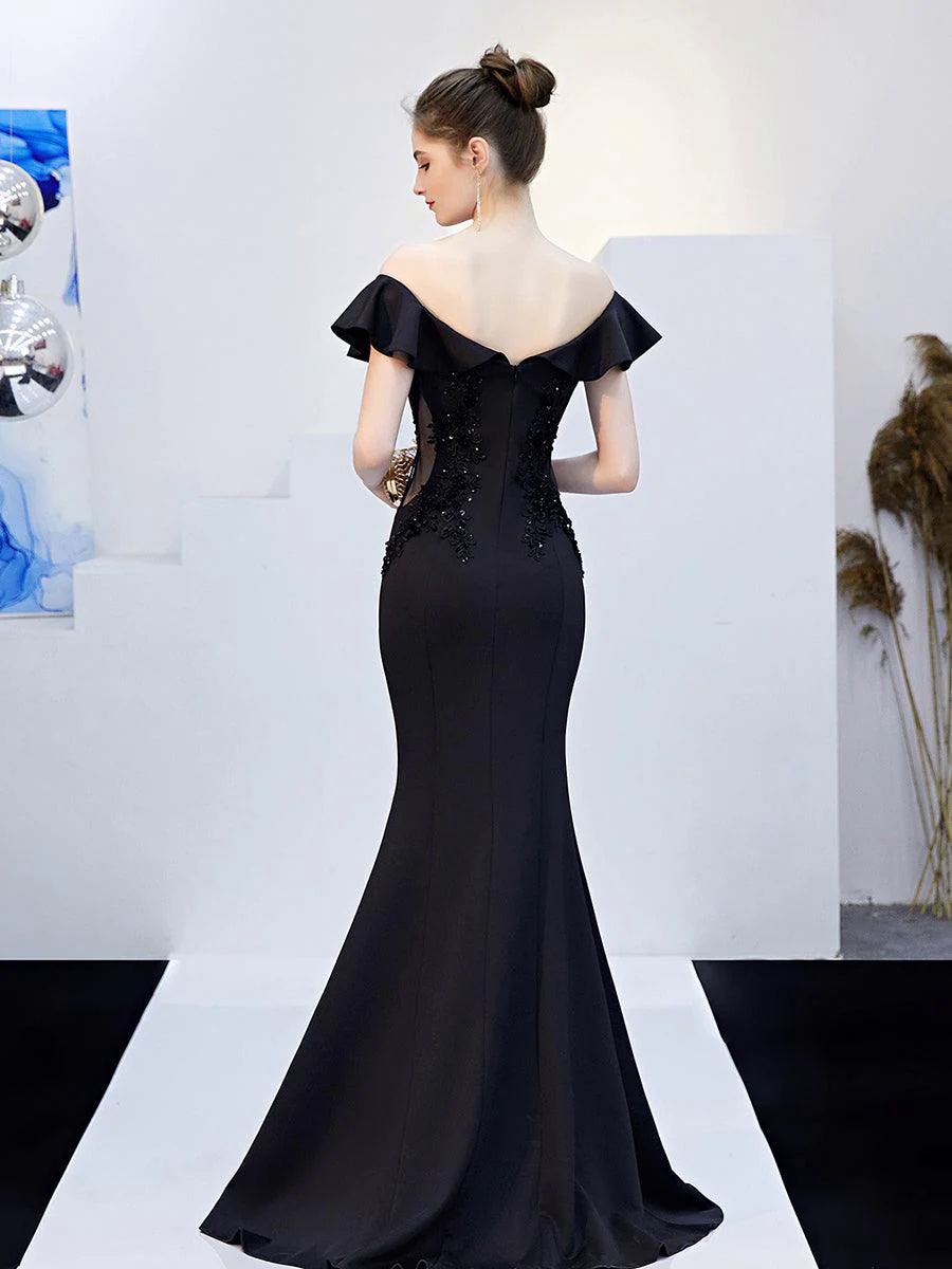Off Shoulder Embroidery Ruffled Evening Dress MCW1030 Off Shoulder Embroidery Ruffled Evening Dress MCW1030