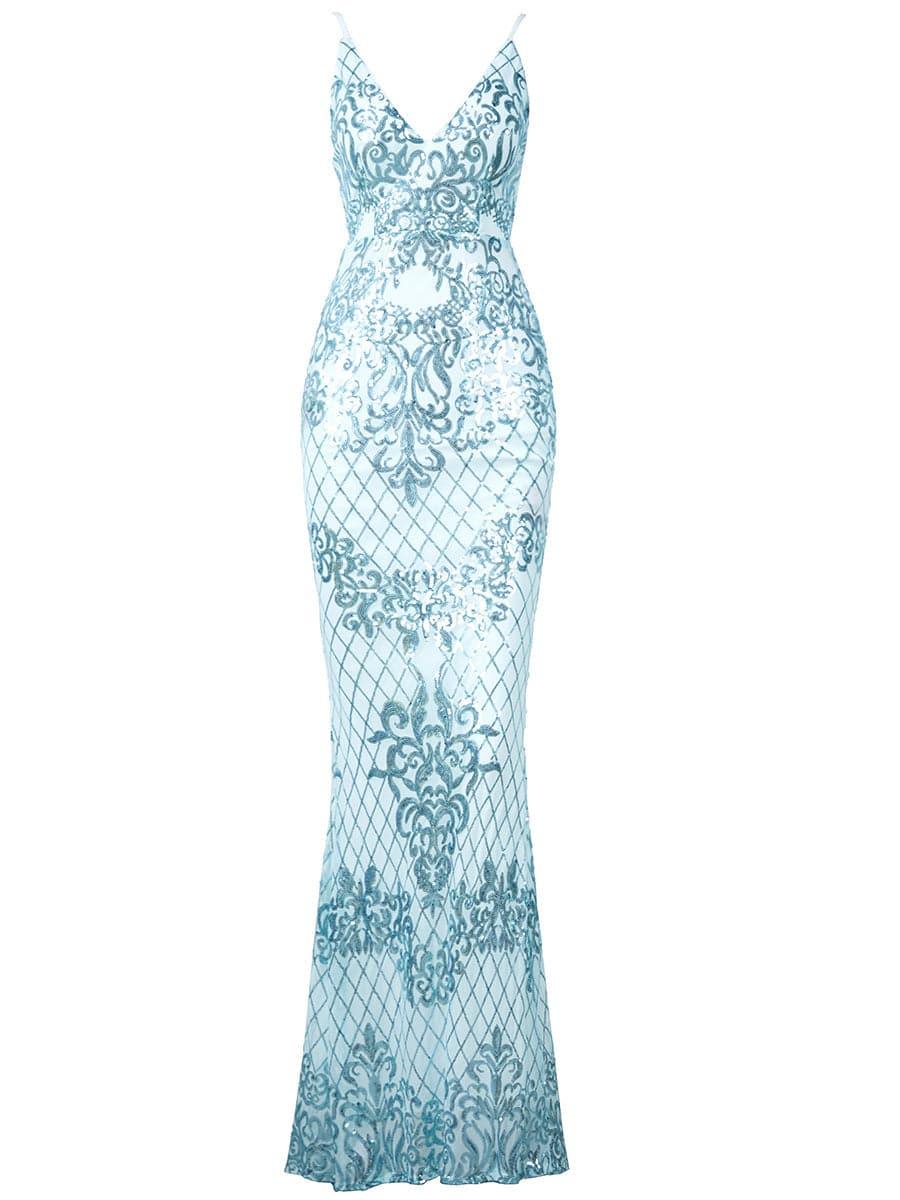 Mermaid Spaghetti Sequin Evening Dress M0645 Mermaid Spaghetti Sequin Evening Dress M0645