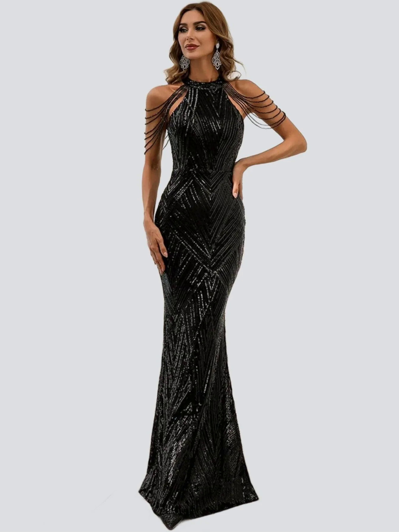 Geometric Sequin Chain Mermaid Prom Dress M01081 Geometric Sequin Chain Mermaid Prom Dress M01081