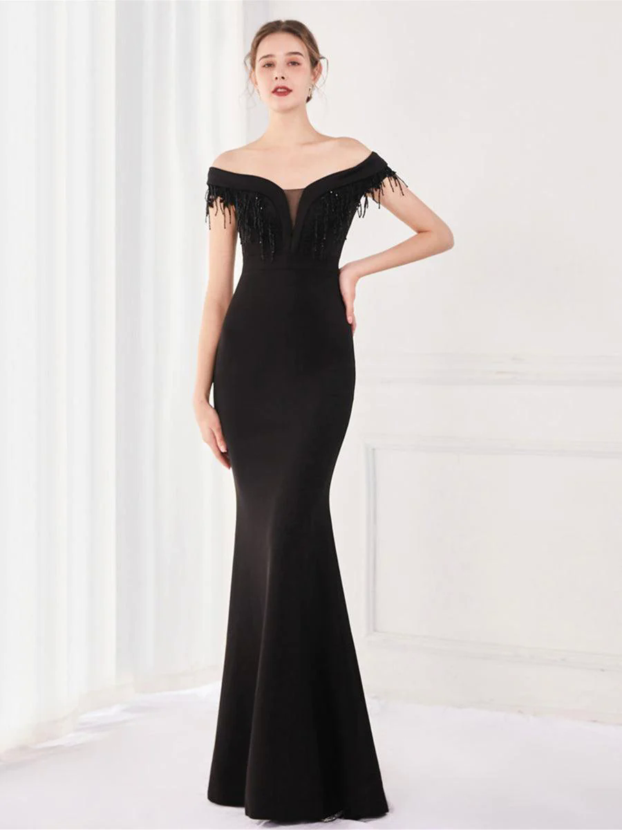 Off Shoulder Fringed Mermaid Prom Dress MYC2009 Off Shoulder Fringed Mermaid Prom Dress MYC2009