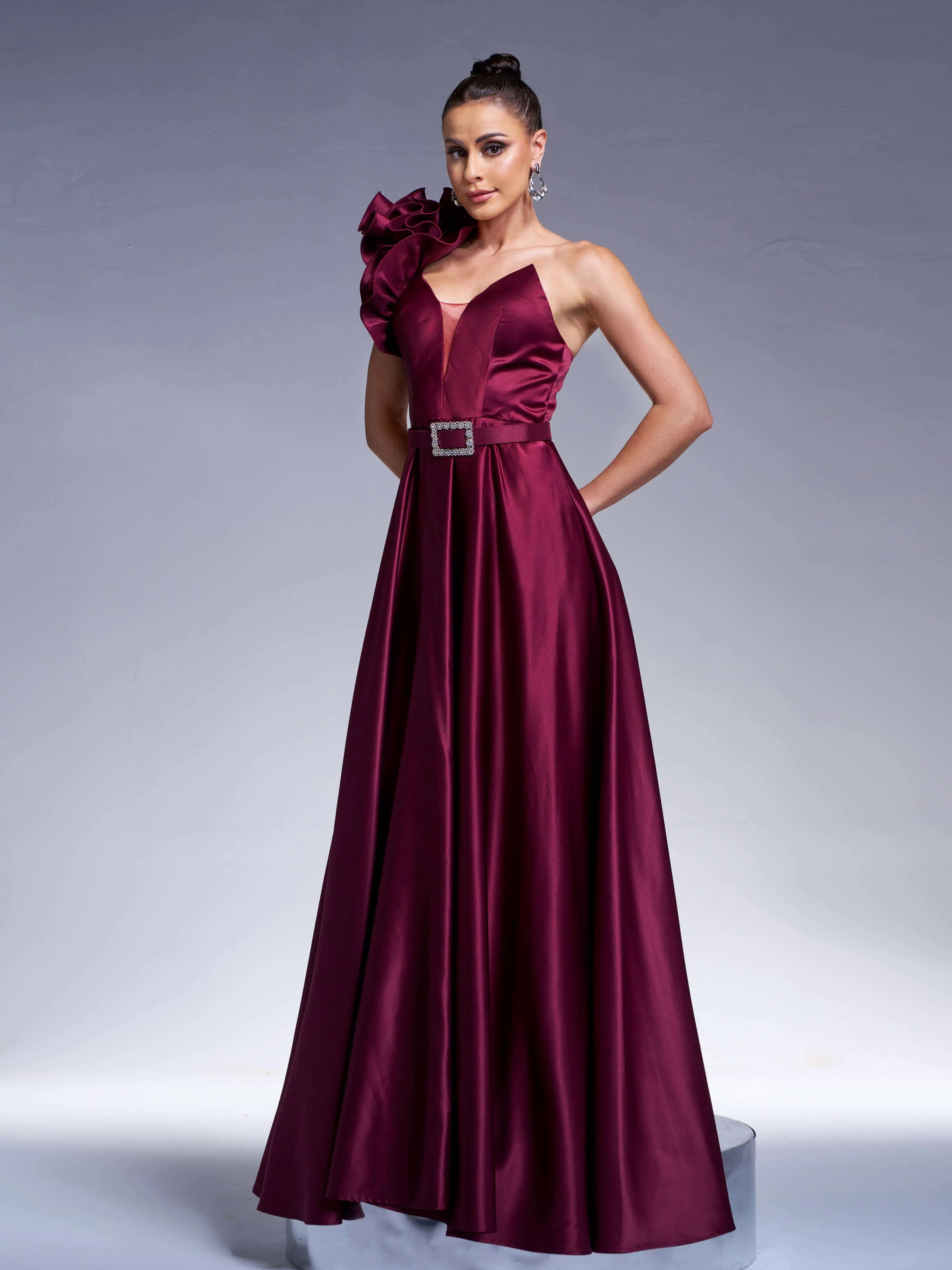 Floral One Shoulder A-line Prom Dress RJ12022 Floral One Shoulder A-line Prom Dress RJ12022