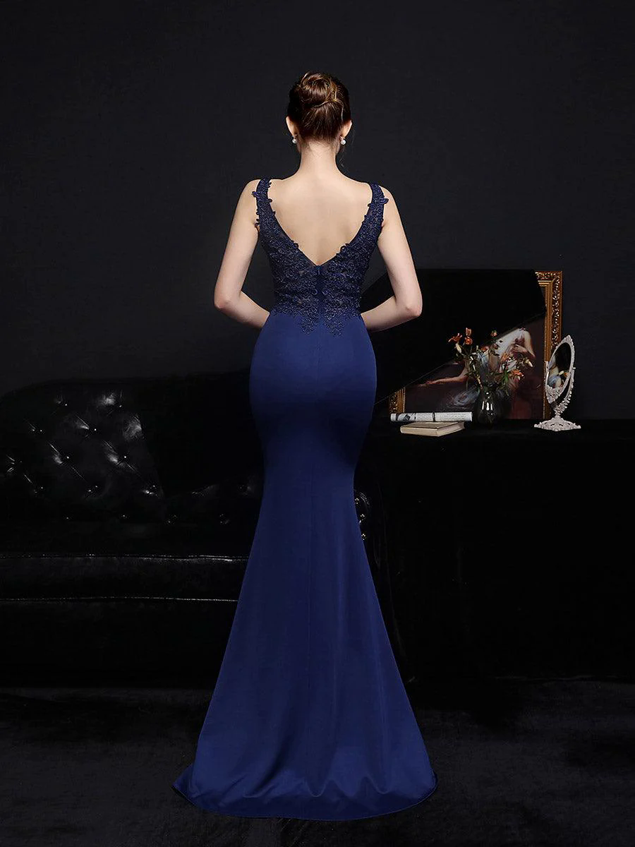 V-neck Sleeveless Embroidered Evening Dress MCW0951 V-neck Sleeveless Embroidered Evening Dress MCW0951