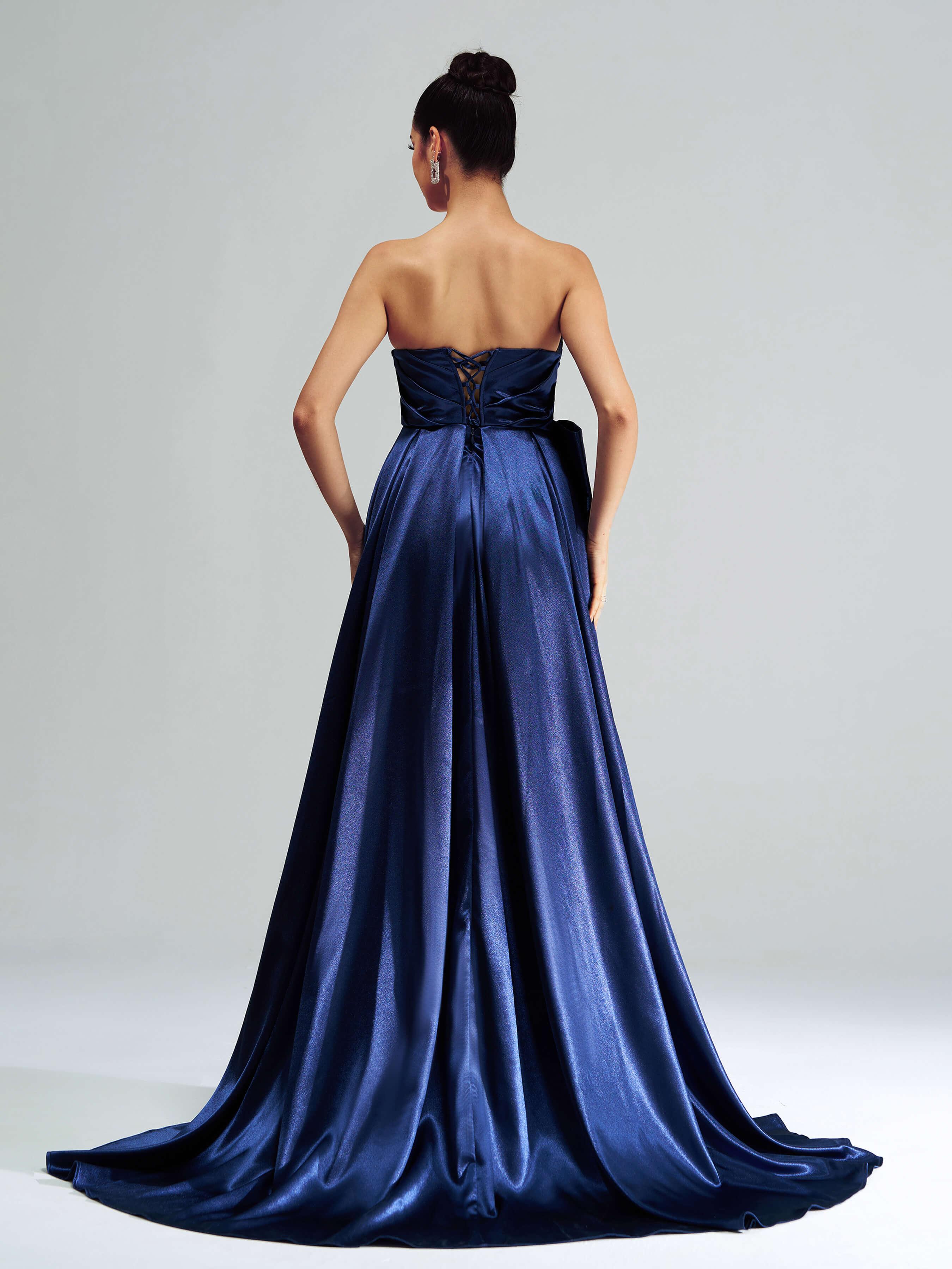 Bowknot Ruched Beaded Evening Dress GZ60067 Bowknot Ruched Beaded Evening Dress GZ60067