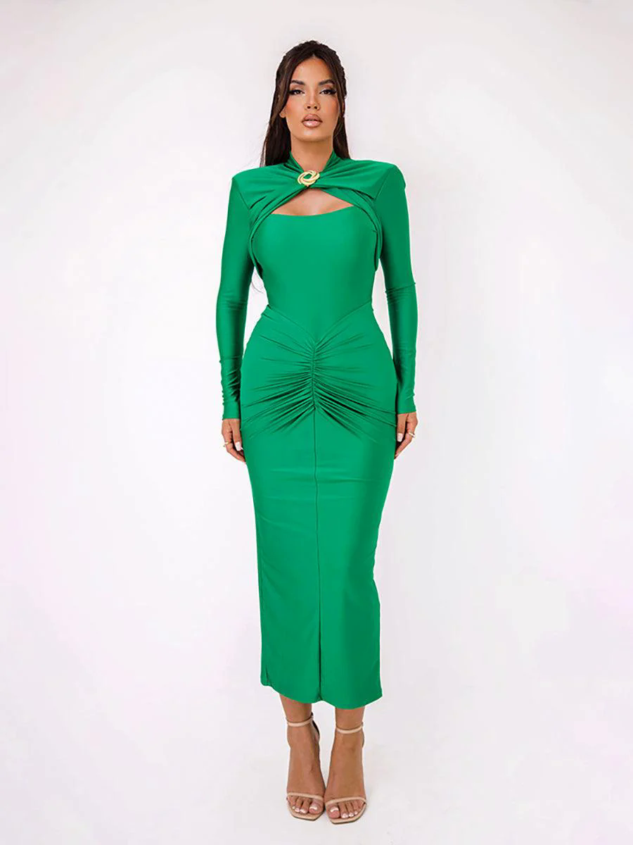 Classic Cutout Ruched Long Sleeve Prom Dress MYC20221 Classic Cutout Ruched Long Sleeve Prom Dress MYC20221