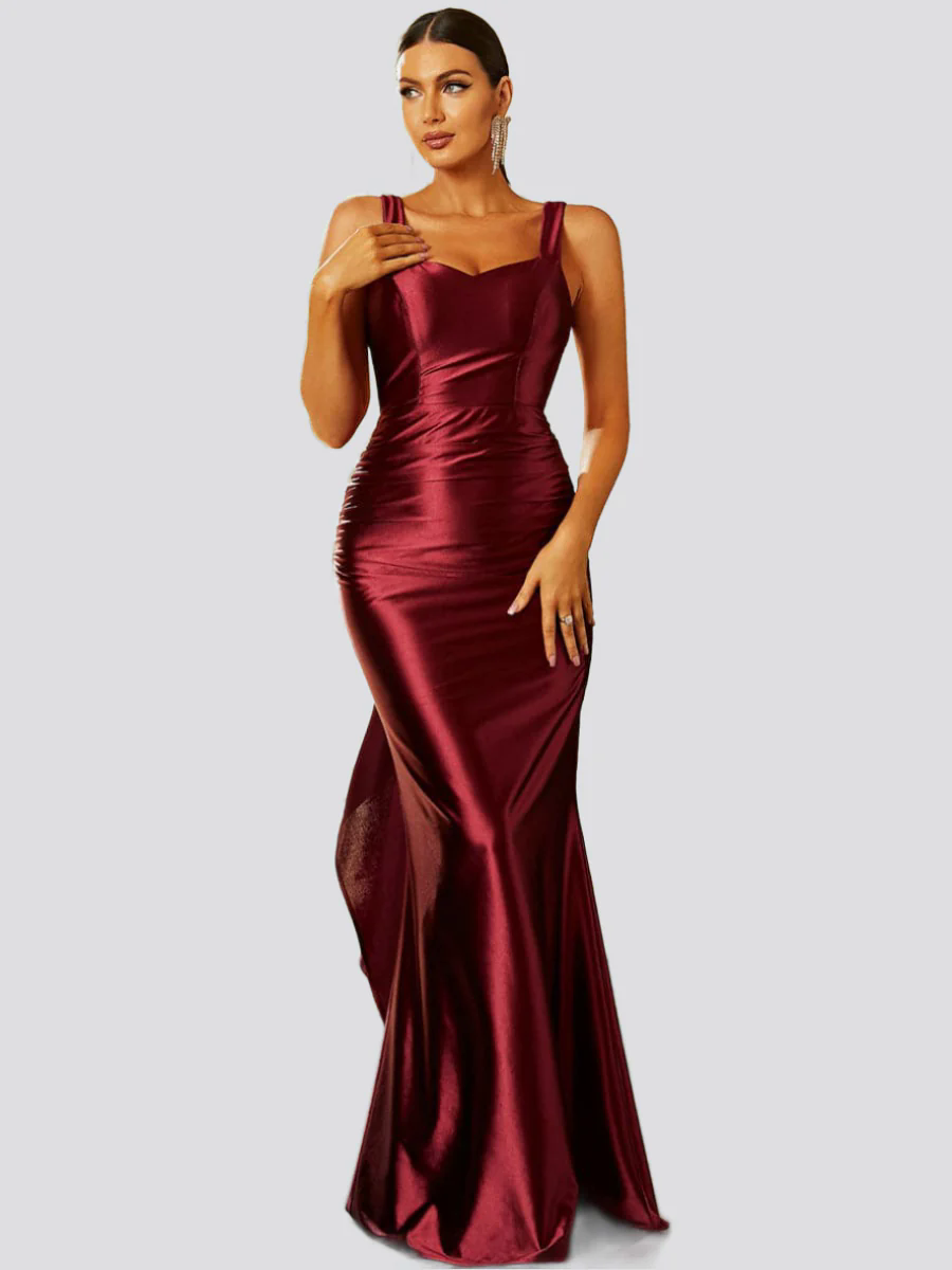 Red Open Back Sleeveless Maxi Satin Dress XH2234 Red Open Back Sleeveless Maxi Satin Dress XH2234