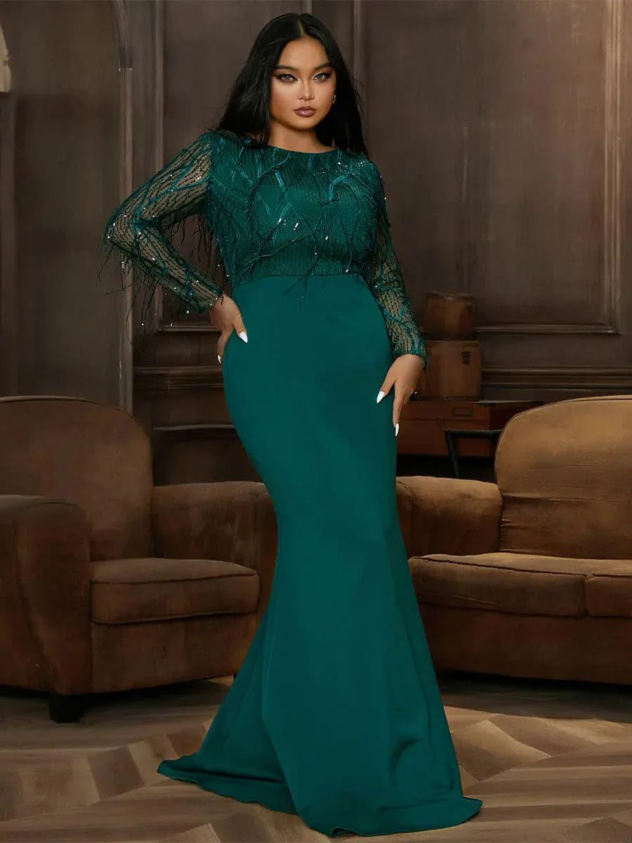 Plus Long Sleeve Fringed Maxi Dress PJMT1103 Plus Long Sleeve Fringed Maxi Dress PJMT1103