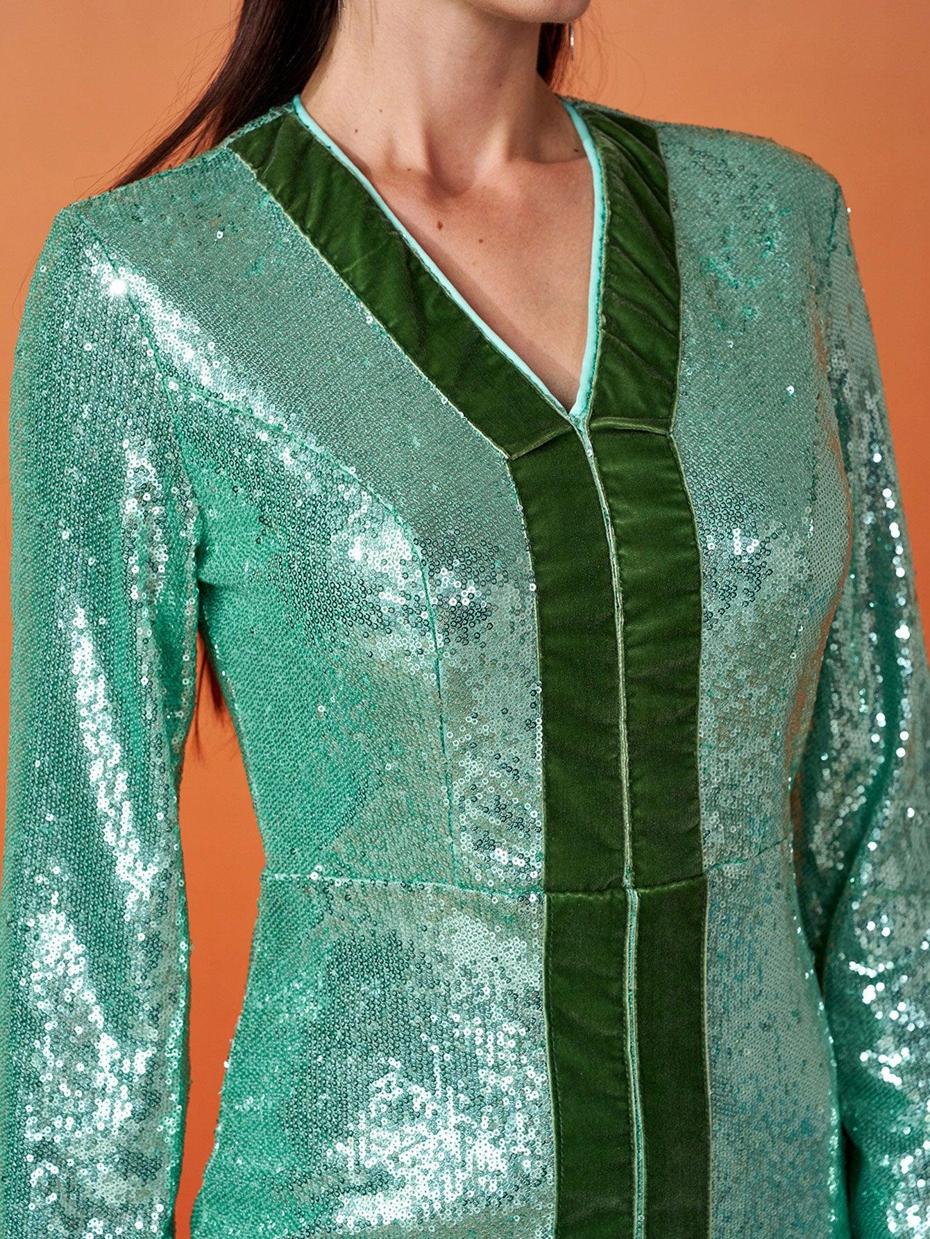 Stand Collar Split Maxi Sequin Dress MES00358 Stand Collar Split Maxi Sequin Dress MES00358