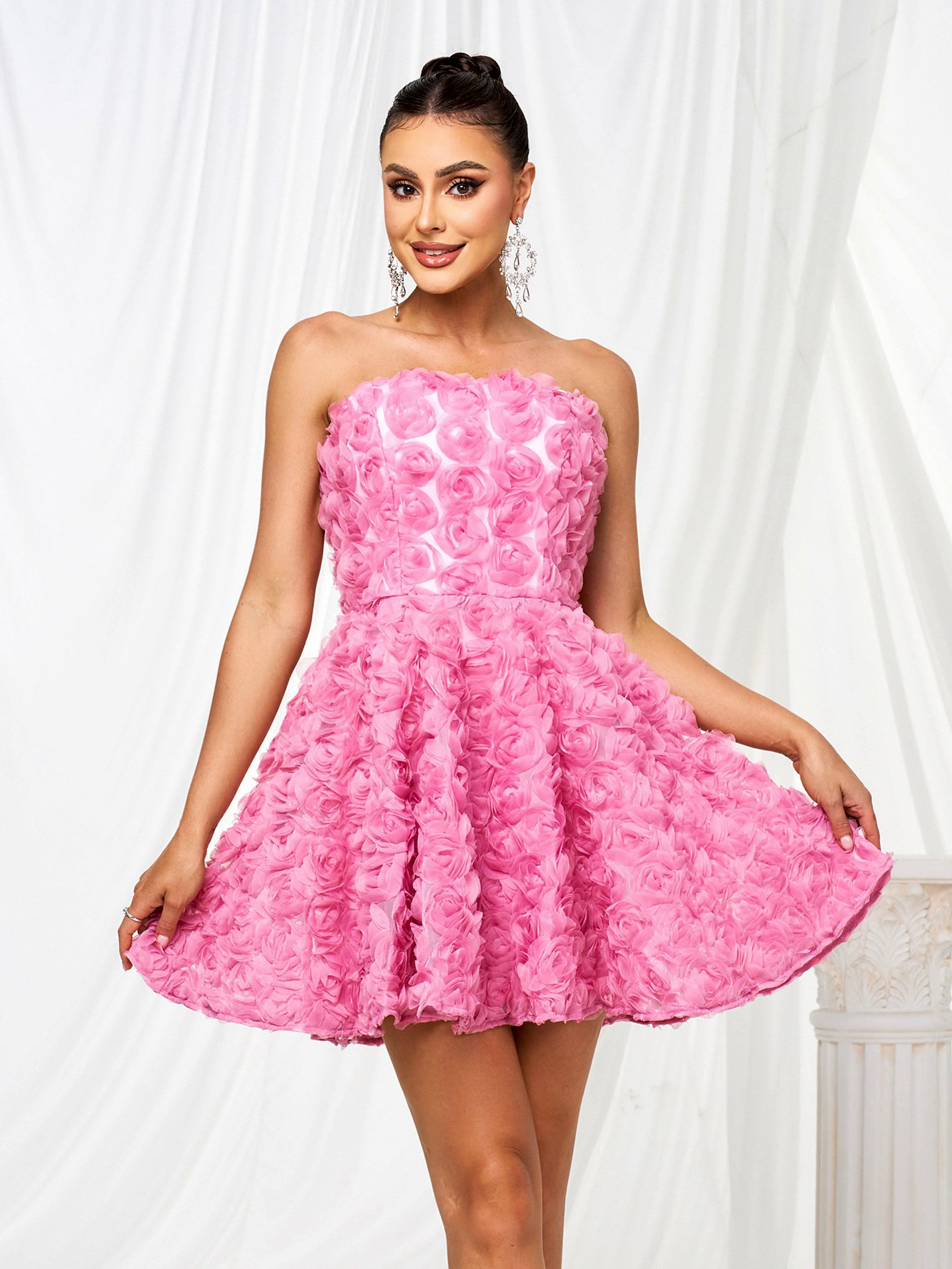 Floral Bow A-line Tulle Mini Dress RM21428 Floral Bow A-line Tulle Mini Dress RM21428