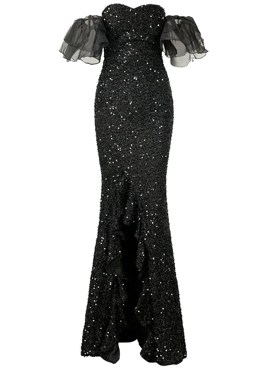 Off Shoulder Black Sequin Prom Dress WY69 Off Shoulder Black Sequin Prom Dress WY69