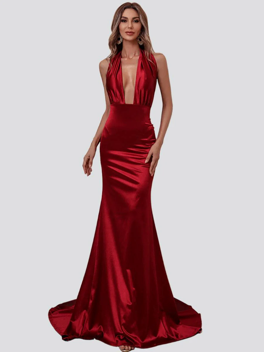 Convertible Maxi Satin Dress FT5035 Convertible Maxi Satin Dress FT5035