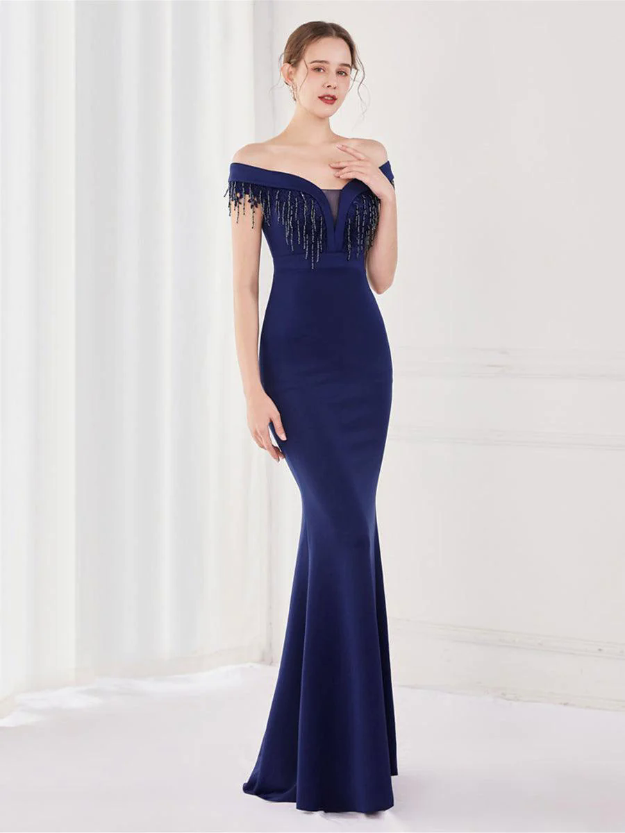 Off Shoulder Fringed Mermaid Prom Dress MYC2009 Off Shoulder Fringed Mermaid Prom Dress MYC2009