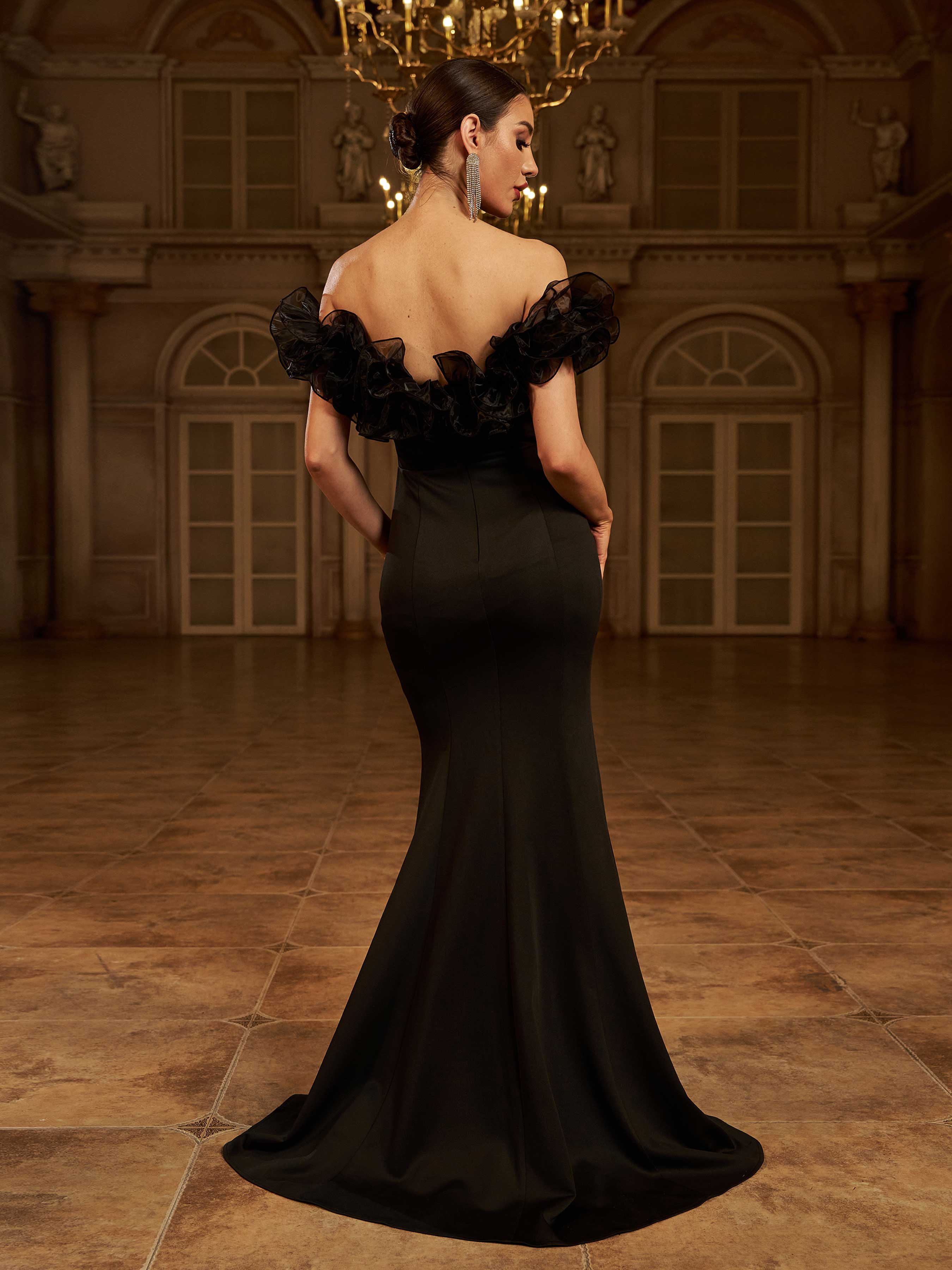 Off Shoulder Ruffled Mermaid Evening Dress GM00924 Off Shoulder Ruffled Mermaid Evening Dress GM00924