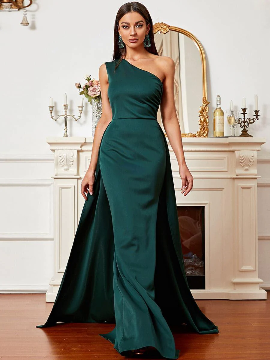 One Shoulder Green Maxi Knit Prom Dress XJ1047 One Shoulder Green Maxi Knit Prom Dress XJ1047