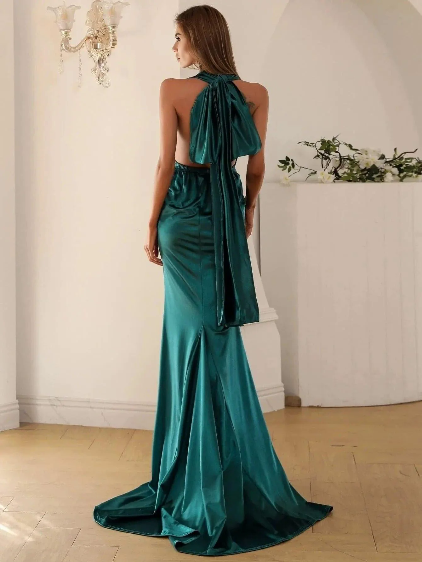 Convertible Maxi Satin Dress FT5035 Convertible Maxi Satin Dress FT5035