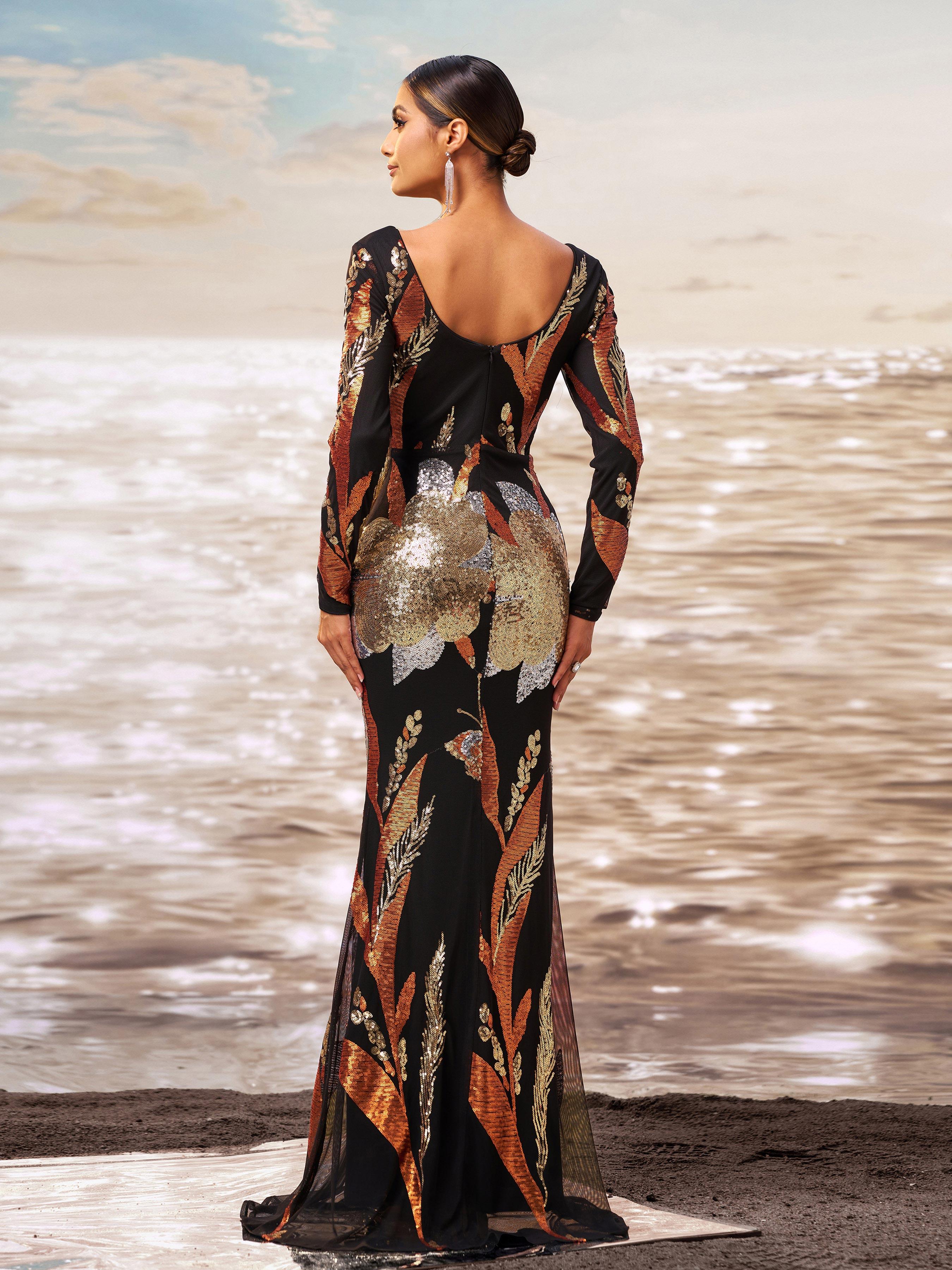 Long Sleeve Mermaid Sequin Prom Dress RM20924 Long Sleeve Mermaid Sequin Prom Dress RM20924